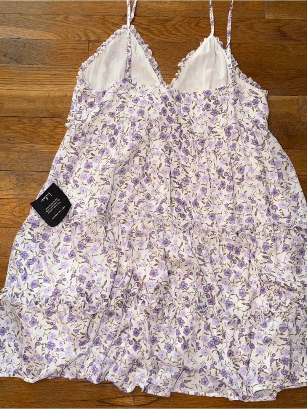 Lulu's White Mini Dress with Lavender Floral Print - Picture 2 of 3